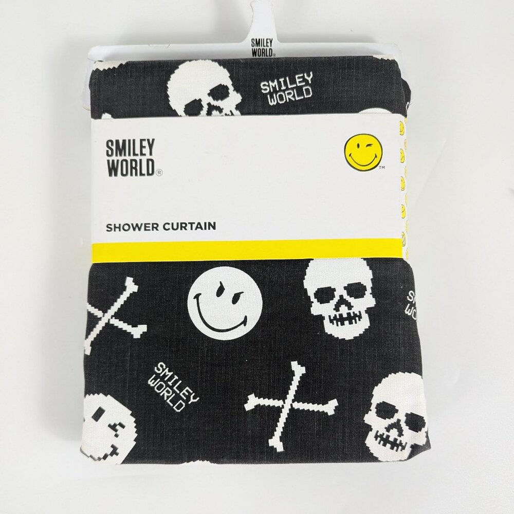 Smiley World Skull & Crossbones Fabric Shower Curtain